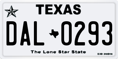 TX license plate DAL0293
