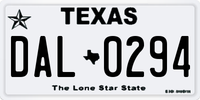 TX license plate DAL0294