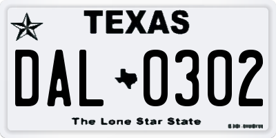 TX license plate DAL0302