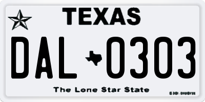 TX license plate DAL0303