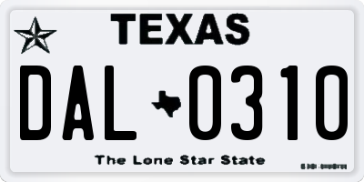 TX license plate DAL0310