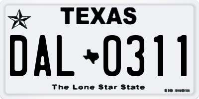 TX license plate DAL0311