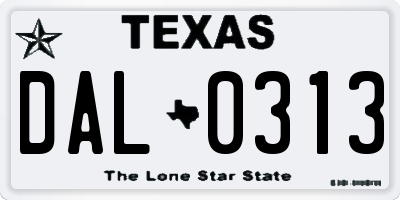 TX license plate DAL0313