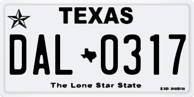 TX license plate DAL0317