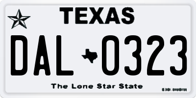TX license plate DAL0323
