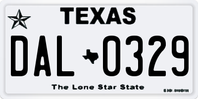 TX license plate DAL0329