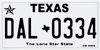 TX license plate DAL0334