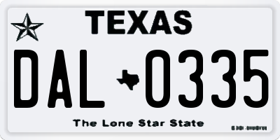 TX license plate DAL0335