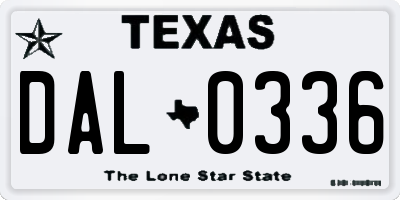 TX license plate DAL0336