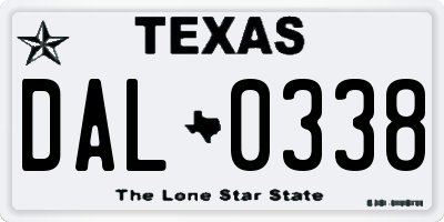 TX license plate DAL0338
