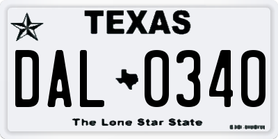 TX license plate DAL0340