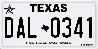 TX license plate DAL0341