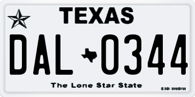 TX license plate DAL0344
