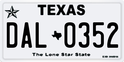 TX license plate DAL0352
