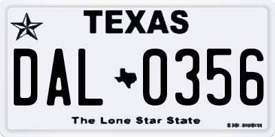 TX license plate DAL0356