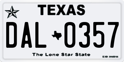 TX license plate DAL0357