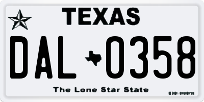 TX license plate DAL0358