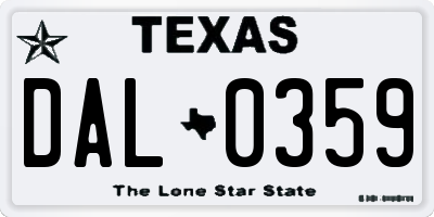 TX license plate DAL0359