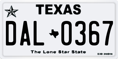 TX license plate DAL0367