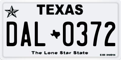 TX license plate DAL0372