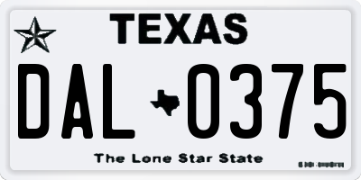 TX license plate DAL0375