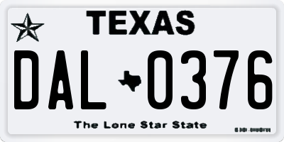 TX license plate DAL0376