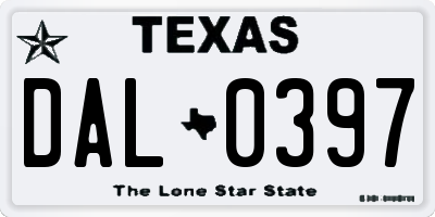 TX license plate DAL0397