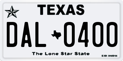 TX license plate DAL0400