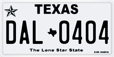 TX license plate DAL0404