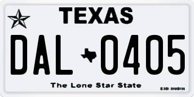 TX license plate DAL0405