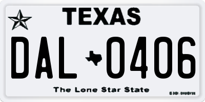 TX license plate DAL0406