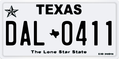 TX license plate DAL0411