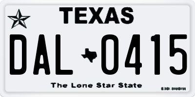 TX license plate DAL0415
