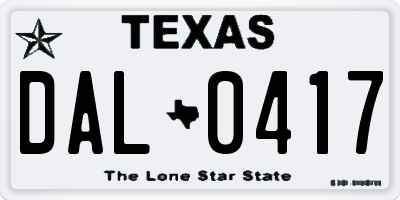TX license plate DAL0417