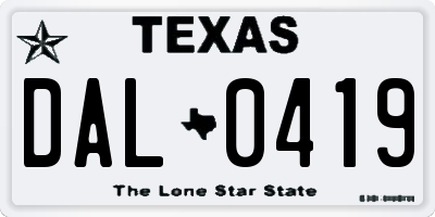 TX license plate DAL0419