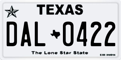TX license plate DAL0422