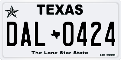 TX license plate DAL0424