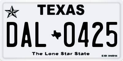 TX license plate DAL0425