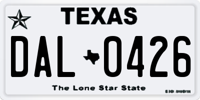 TX license plate DAL0426