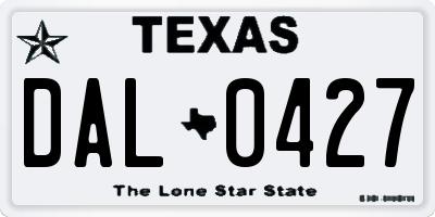 TX license plate DAL0427