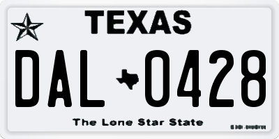 TX license plate DAL0428