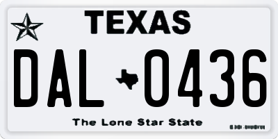 TX license plate DAL0436