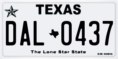 TX license plate DAL0437