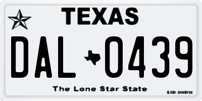 TX license plate DAL0439