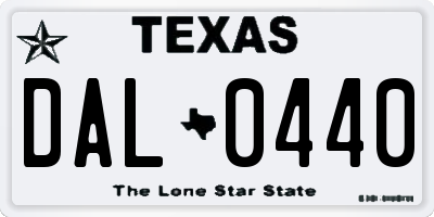 TX license plate DAL0440
