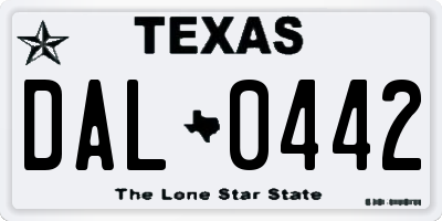 TX license plate DAL0442
