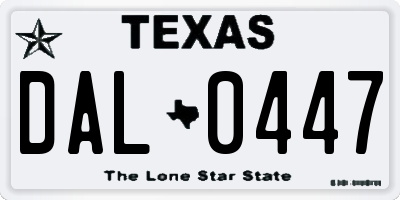 TX license plate DAL0447