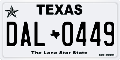 TX license plate DAL0449