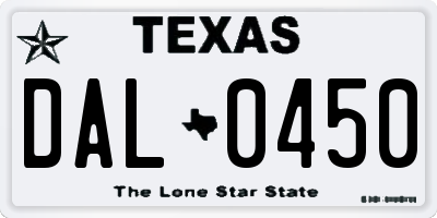 TX license plate DAL0450
