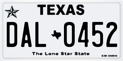 TX license plate DAL0452